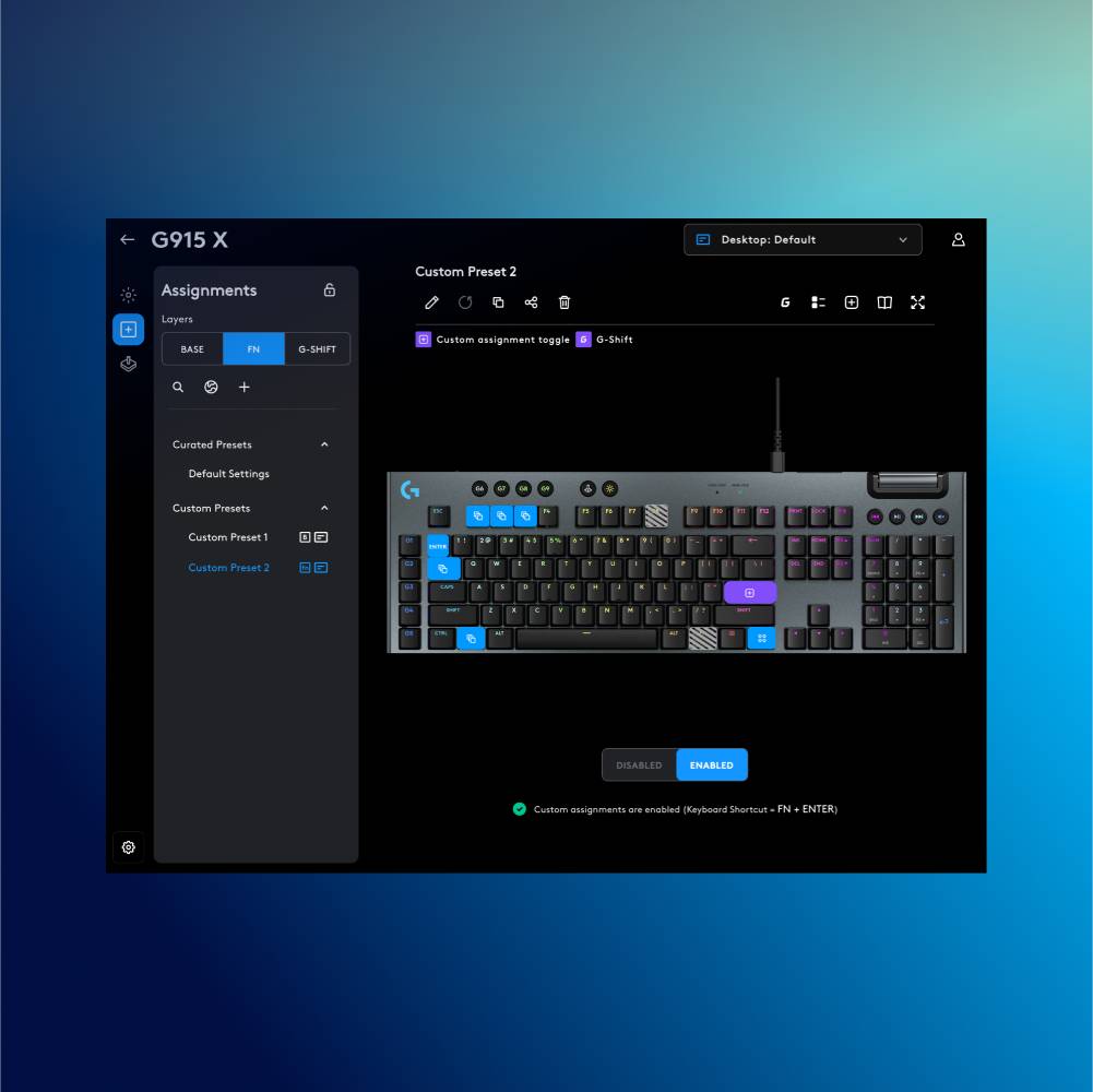 Logitech G915 X gaming billentyűzet, fekete - US INTL