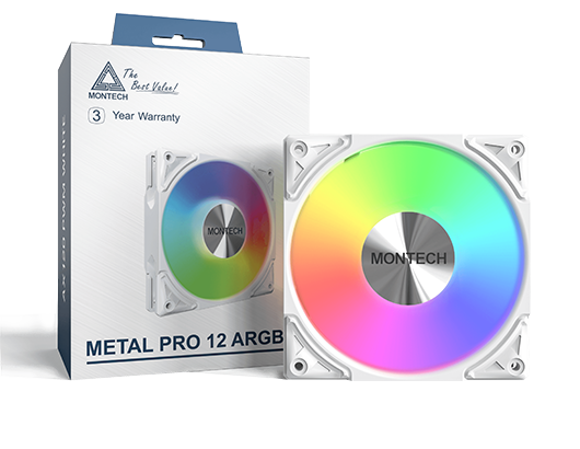 Montech Metal Pro 12 ARGB PWM White PC ventilátor