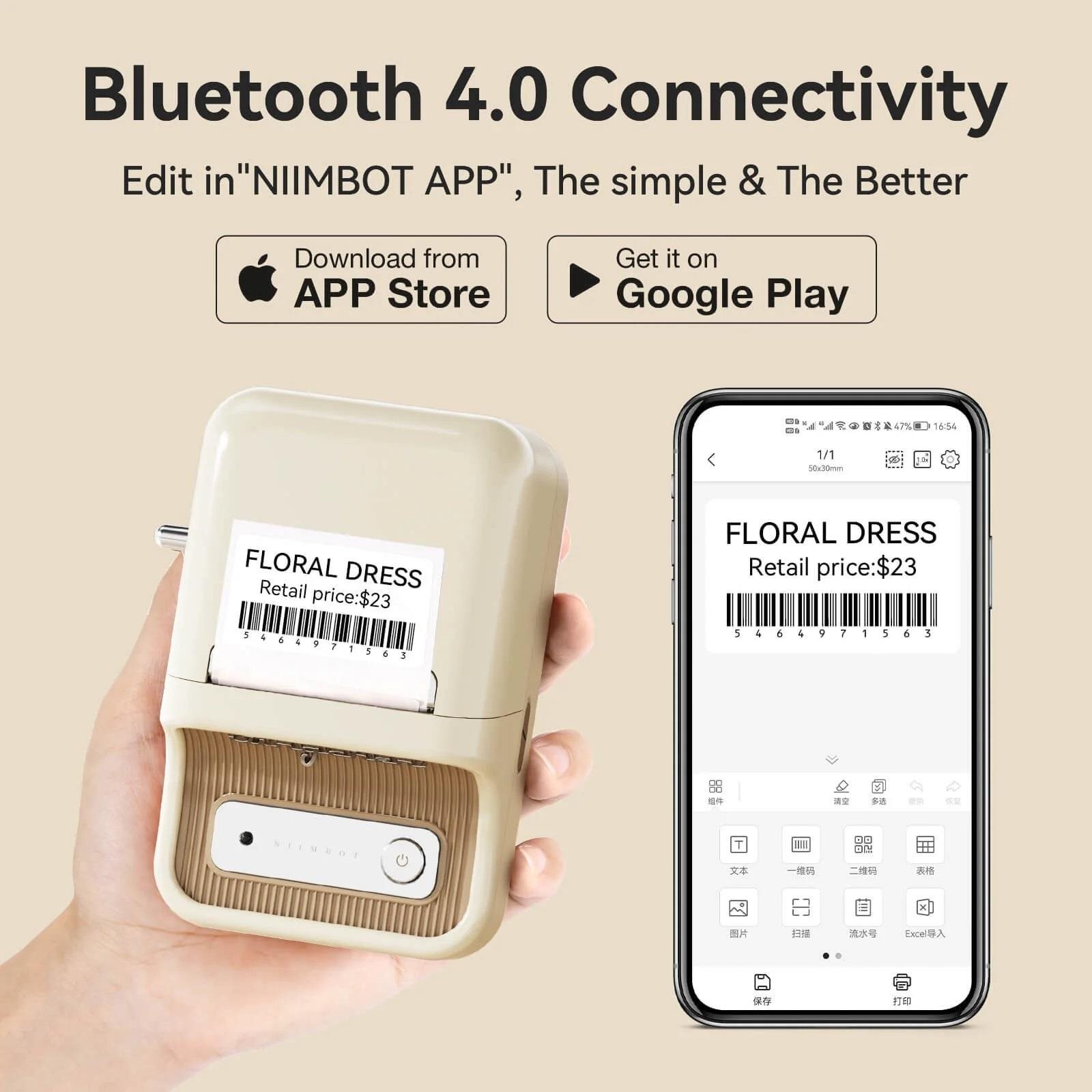 Címkenyomtató Niimbot B21S Smart fehér + 210 db címketekercs