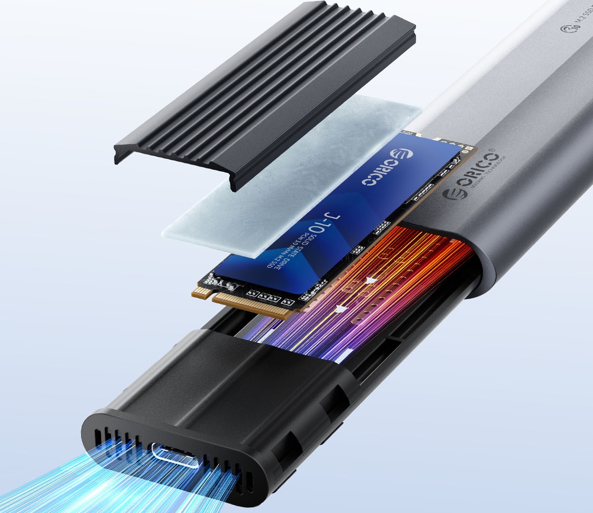 ORICO M.2 NVMe SSD Enclosure USB-C 10Gbps Silicone Protective Case külső merevlemez ház