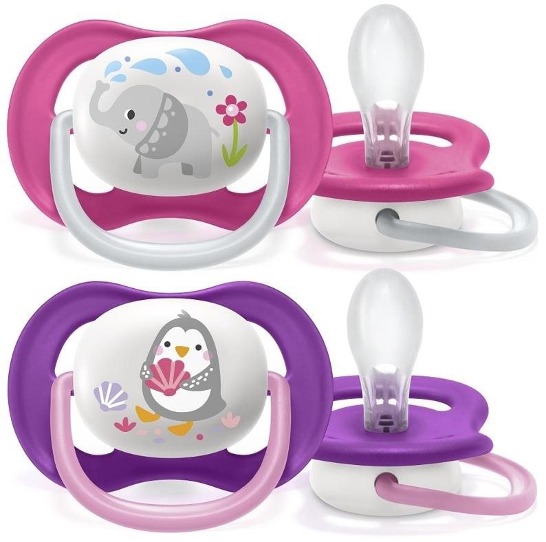 Philips AVENT Ultra Air állatfigurás cumi 6-18 hó lány, 2 db