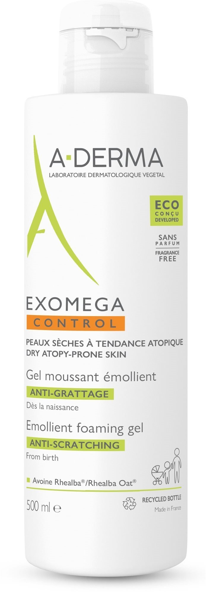 Az A-DERMA Exomega Control habzó gél tisztítja és ápolja a száraz és igénybevett bőrt.