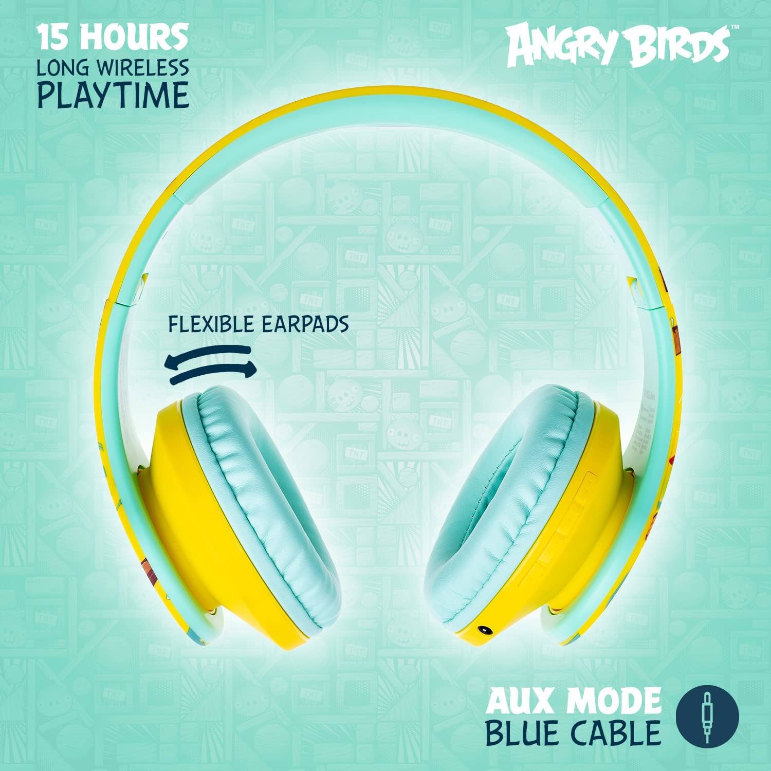 PowerLocus P2 Kids Angry Birds Yellow vezeték nélküli fejhallgató