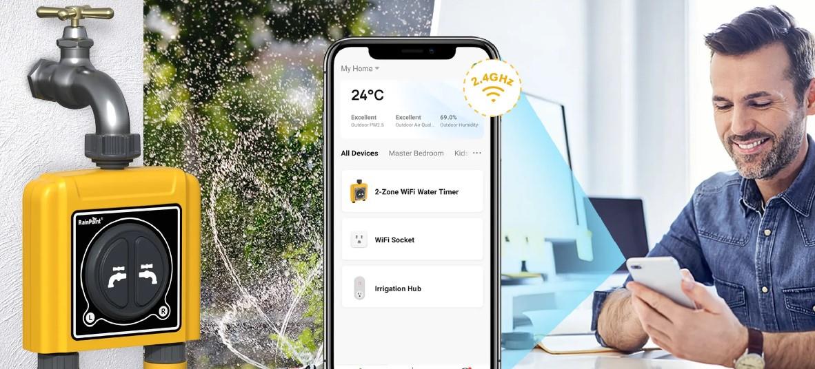 RAINPOINT Wi-Fi 2-zone Water timer system öntözőkészlet