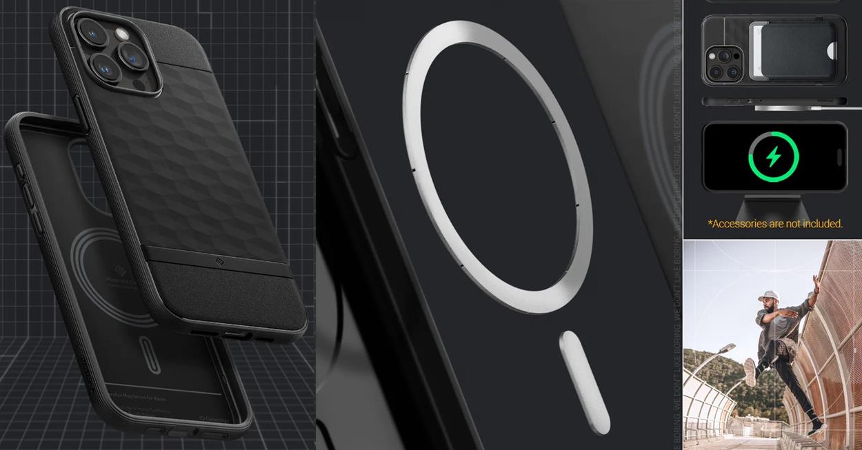 Spigen Caseology Parallax MagSafe Matte Black iPhone 15 Pro mobiltelefon tok