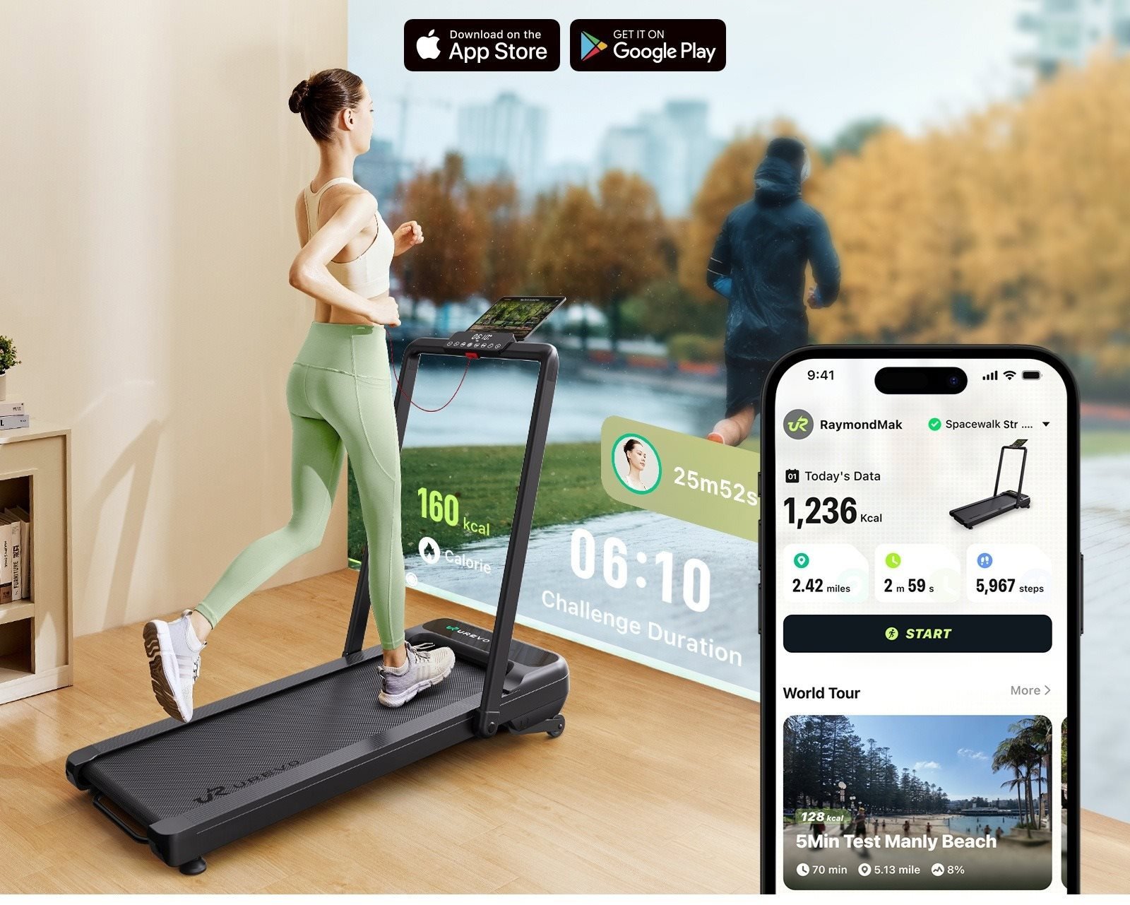 Urevo Strol 2S PRO Smart auto-inclined 2in1 futópad