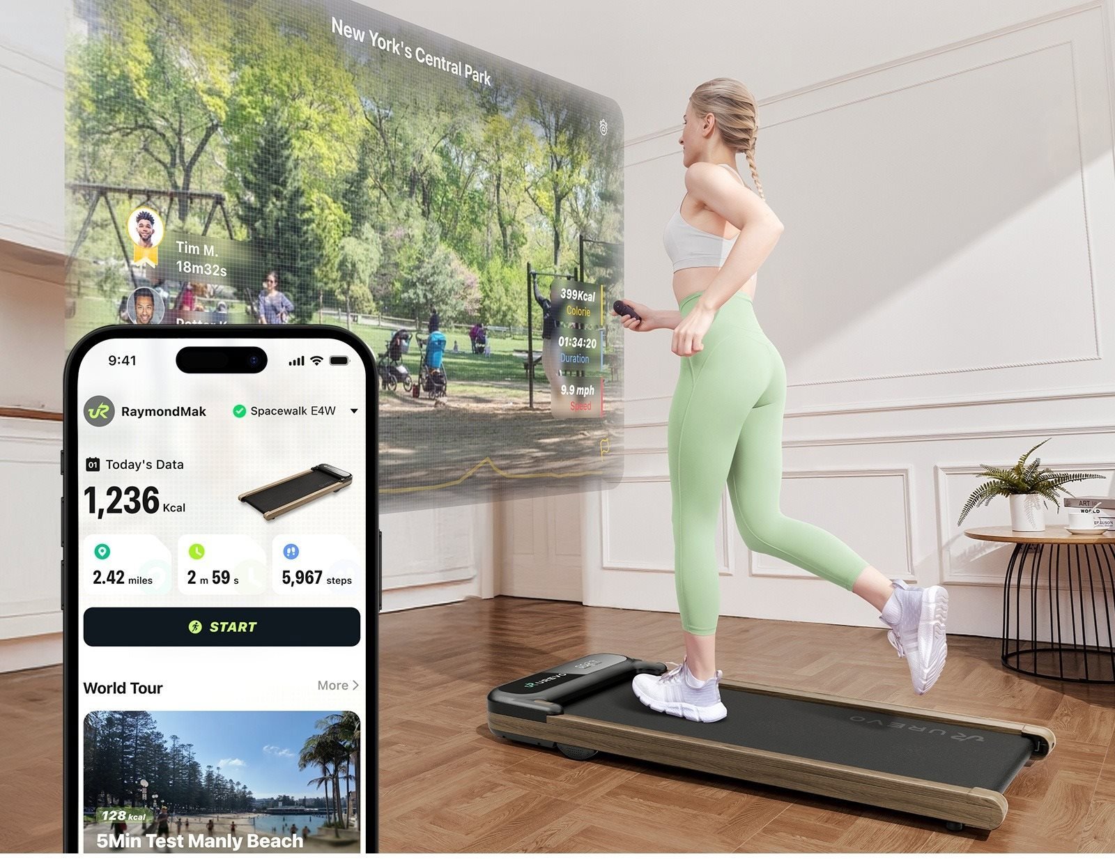 Urevo Spacewalk E4W Smart Wood sétálópad