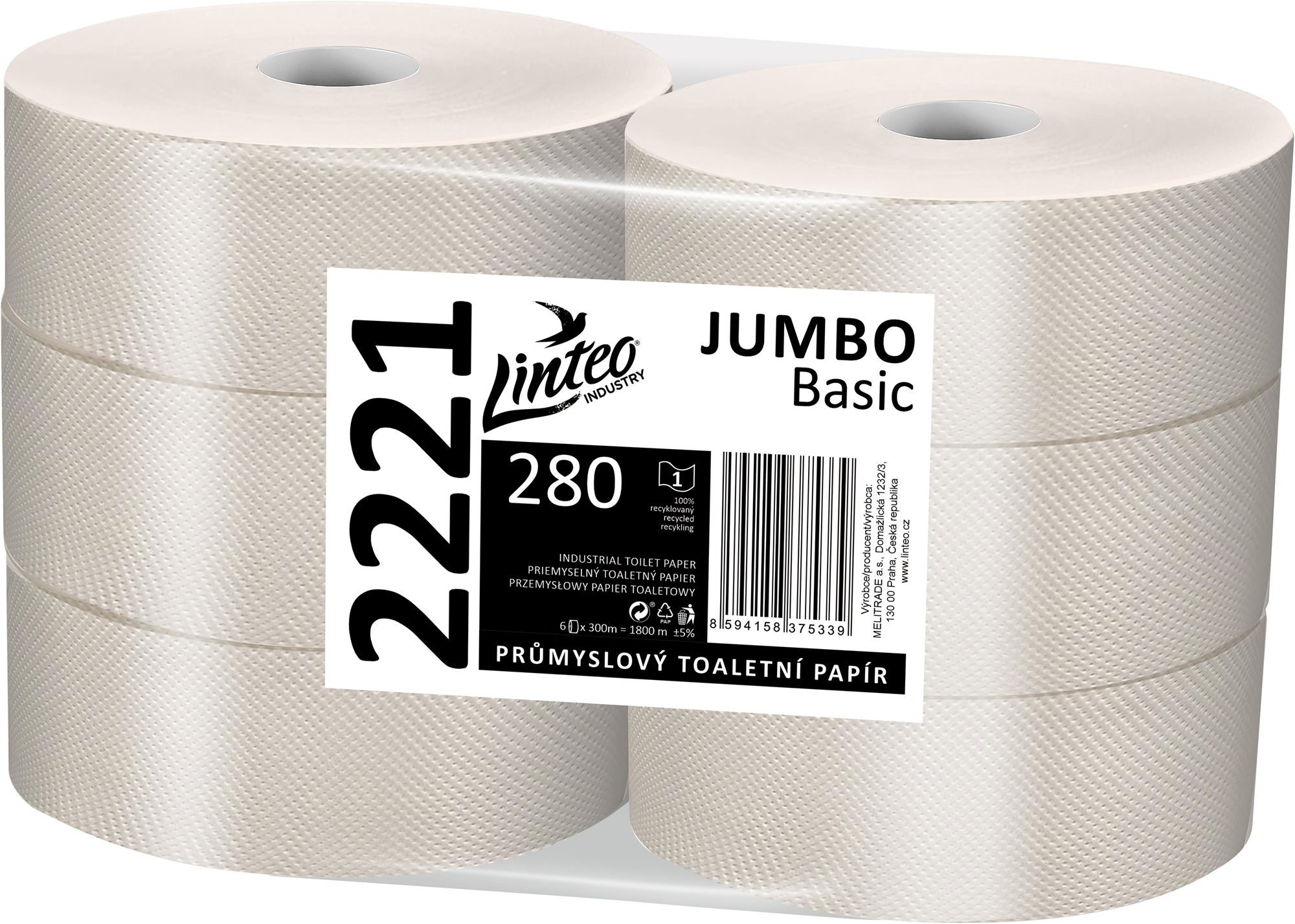 LINTEO Jumbo Basic 280 toalettpapír (6 db)