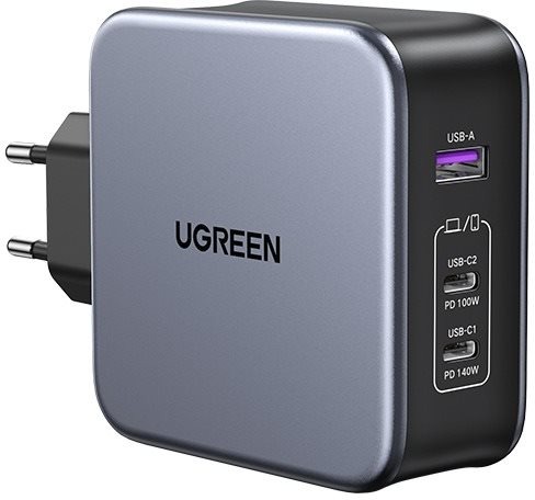Ugreen USB-A+2*USB-C 140W GaN Tech Fast Charger with C to C Cable 2M EU Black hálózati töltő