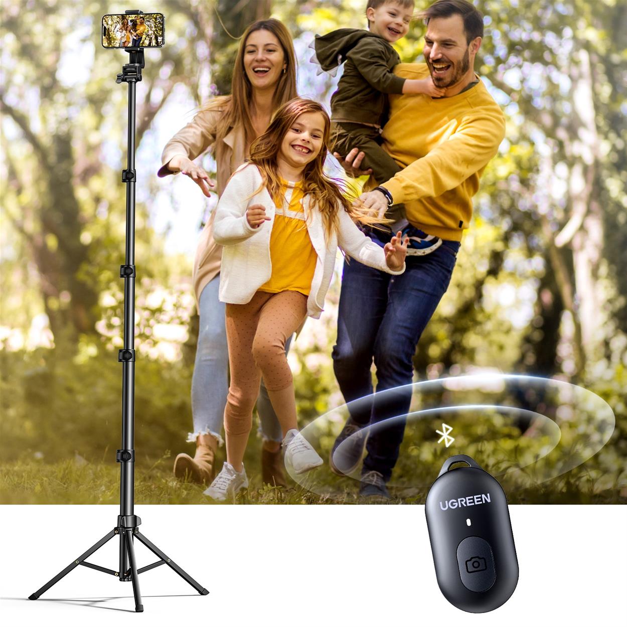 Ugreen Tripod Stand 1.7m With Bluetooth Remote For selfie Livestream and Others állvány