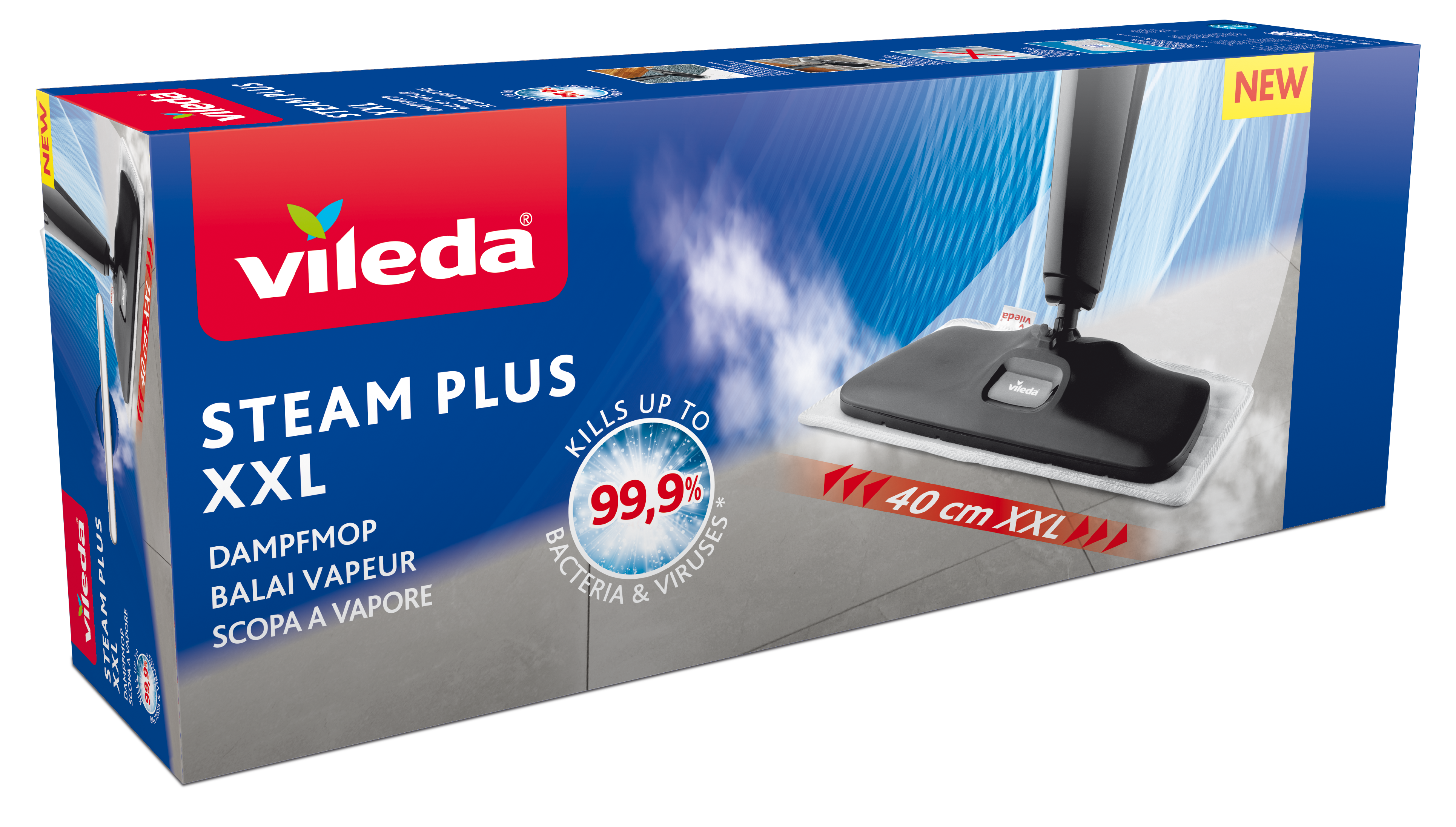 VILEDA Steam Plus XXL gőzölős felmosó lapos felmosófejjel
