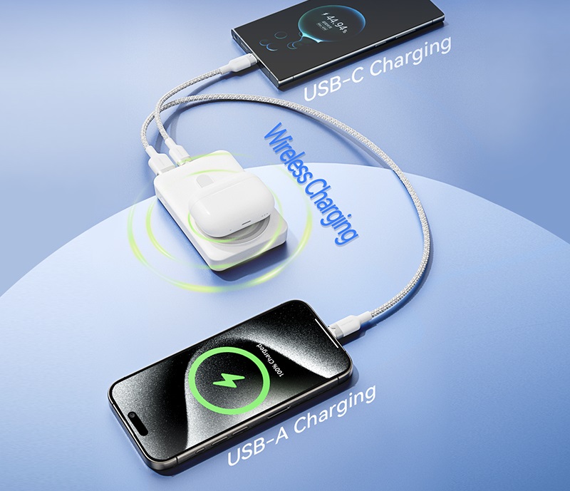 Vention 10000mAh Magnetic Wireless Power Bank 22.5W Black LED Display Type powerbank