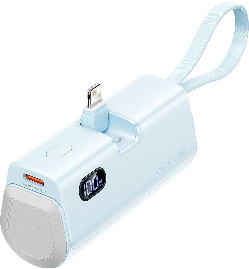 Vention LED Display 4800mAh Power Bank (USB-C + Lightning + USB-C) 22.5W Blue Foldable Lightning Type powerbank