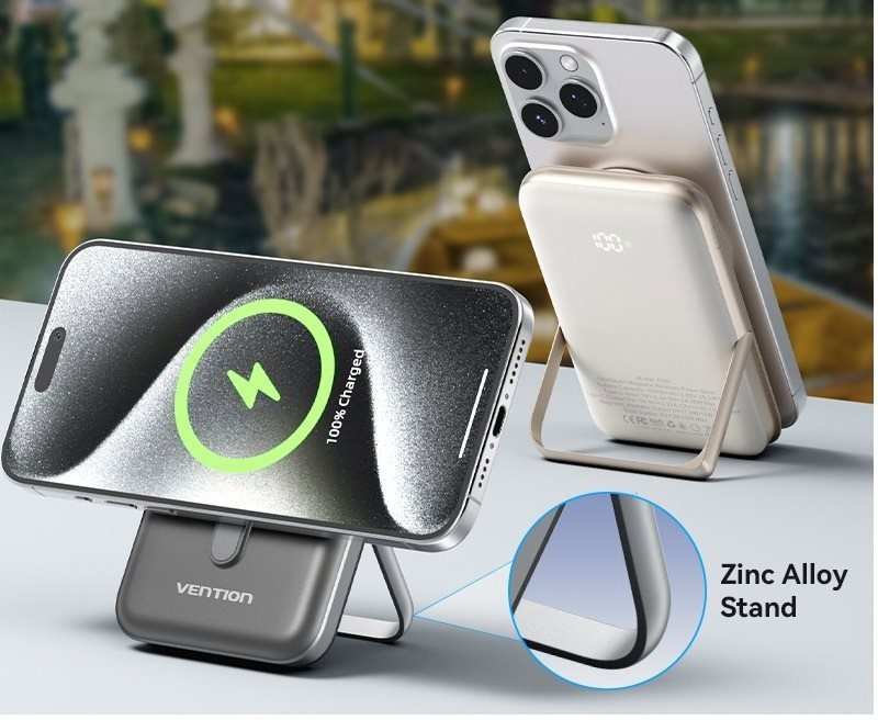 Vention 10000mAh Magnetic Wireless Power Bank (USB-C + Wireless) 20W White powerbank