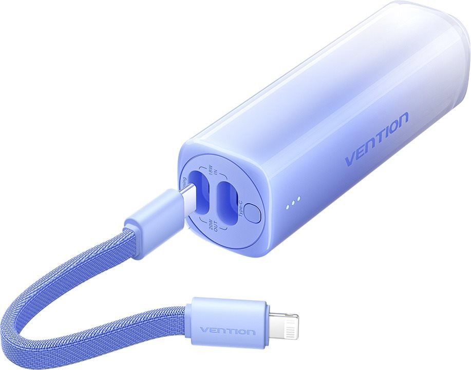 Vention 5000mAh Power Bank (USB-C + Lightning) 20W Blue Light Indicator Display Type powerbank