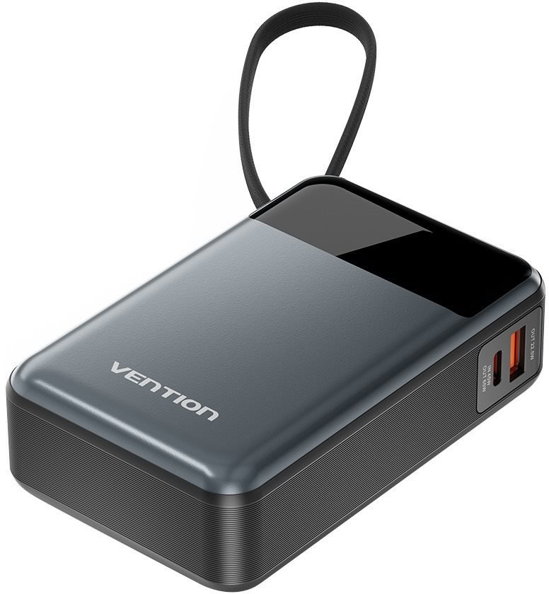 Vention 20000mAh Power Bank (USB-C + USB-C/USB-A) with Built-in USB-C Cable 65W powerbank