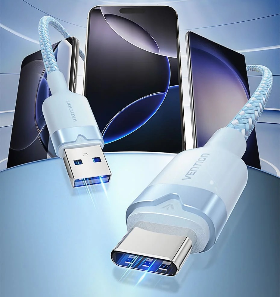 Vention USB 2.0 A Male to C Male 3A Cable 2M White Aluminum Alloy Type