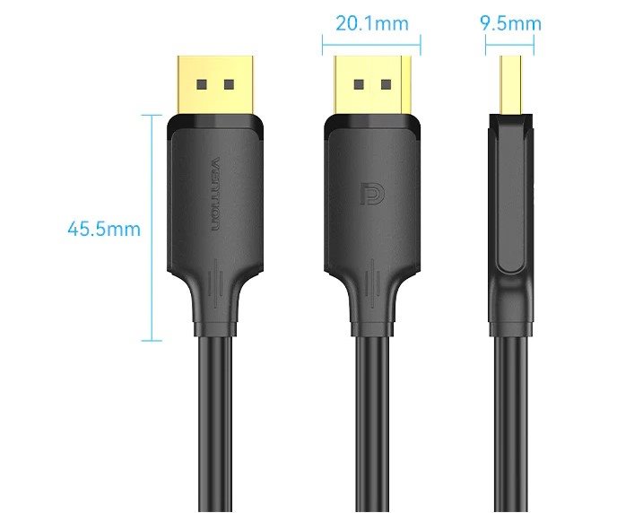 Vention DisplayPort Male to Male 4K HD Cable 1M Black videokábel