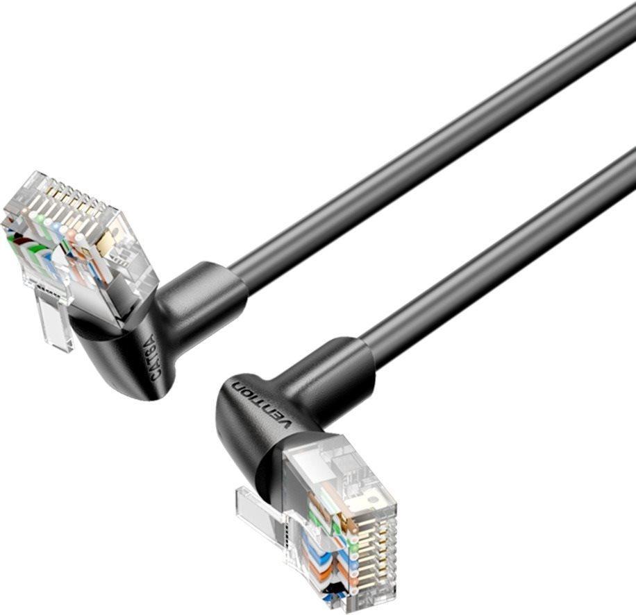 Vention Cat6A UTP Rotate Right Angle Ethernet Patch Cable 0,5M Black Slim Type hálózati kábel 