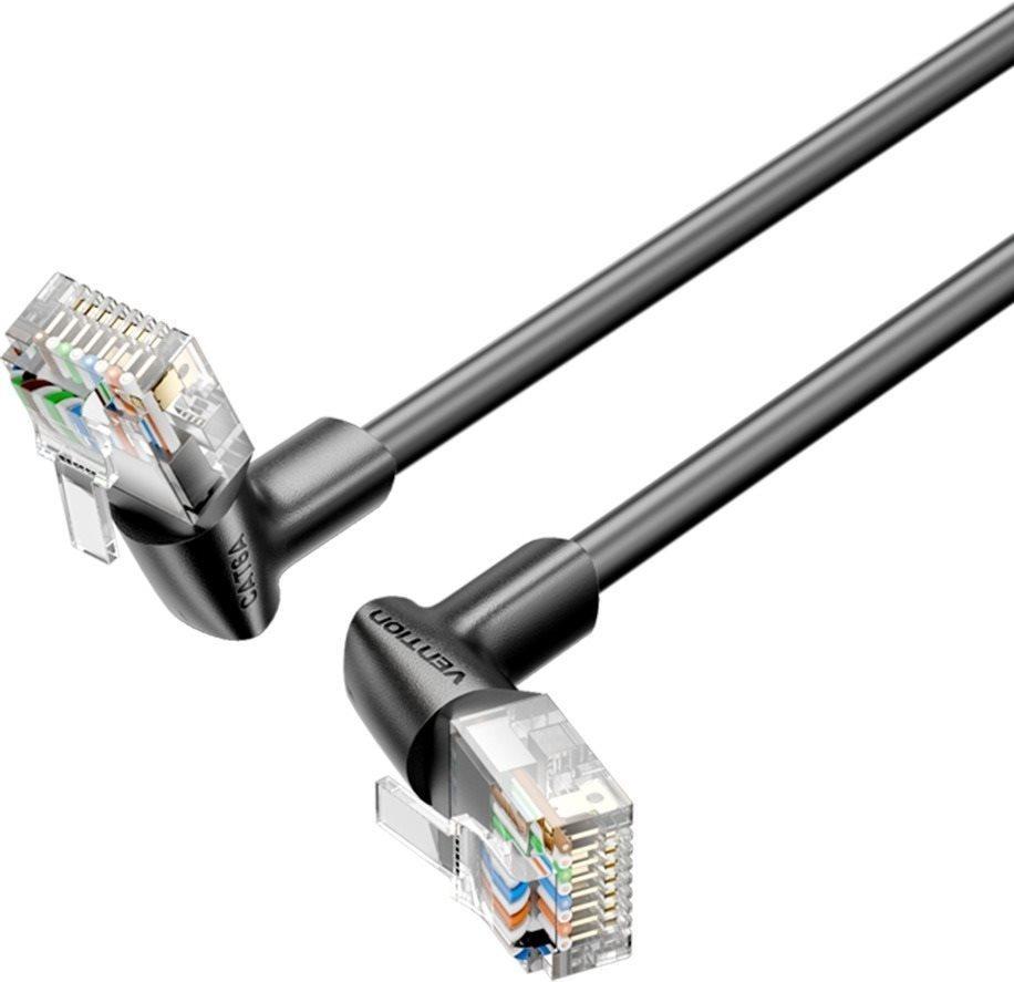 Vention Cat6A UTP Rotate Right Angle Ethernet Patch Cable 0,5M Black Slim Type hálózati kábel