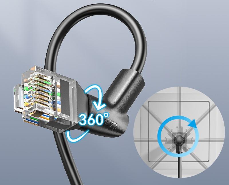 Vention Cat6A UTP Rotate Right Angle Ethernet Patch Cable 0,5M Black Slim Type hálózati kábel