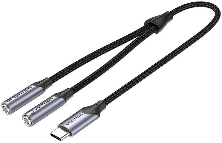 Vention USB-C Male to TRS Audio & Mic Jack 0.3M Gray Aluminum Alloy Type átalakító