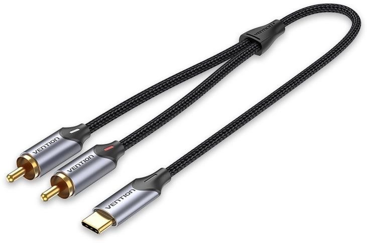 Vention USB-C Male to 2-Male RCA Cable 0.5M Gray Aluminum Alloy Type audiokábel