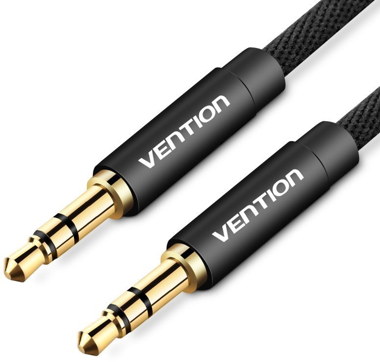 Vention Fabric Braided 3.5mm Jack Male to Male Audio Cable 1m Black Metal Type audiokábel