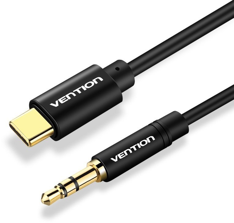 Vention Type-C (USB-C) to 3.5mm Male Spring Audio Cable 1.5m Black Metal Type audiokábel