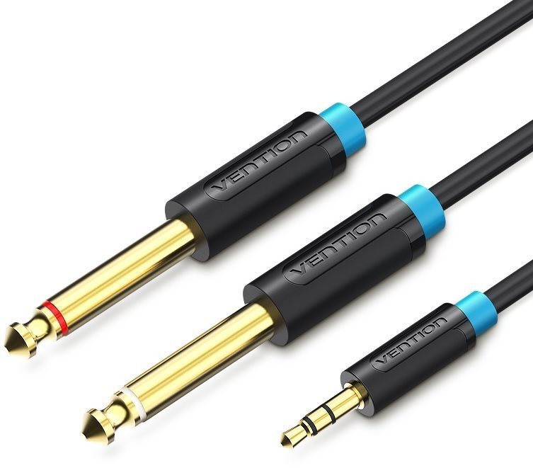 Vention 3.5mm Male to 2x 6.3mm Male Audio Cable 0.5m Black audiokábel