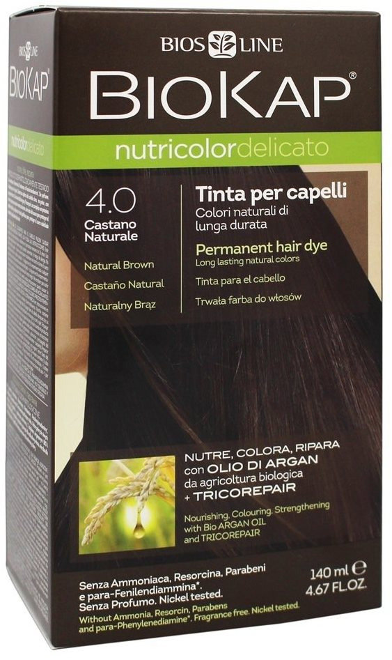 BIOKAP Nutricolor Delicato 4.00 Brown Gentle Dye 140 ml természetes hajfesték
