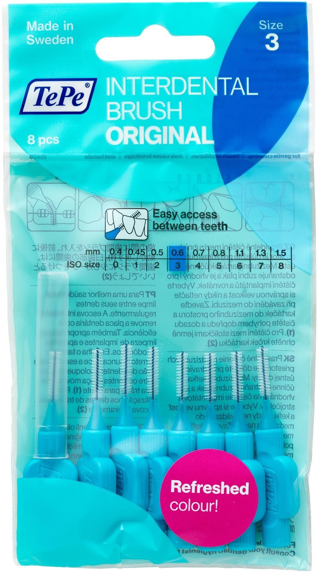 TEPE Normal 0,6 mm kék fogköztisztító kefe 8 db