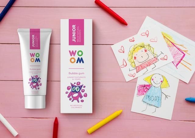 WOOM Junior Bubble Gum fogkrém, gyermekeknek 6 éves kortól, 50 ml