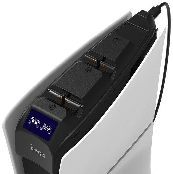 iPega P5S016 kettős töltődokkoló fejhallgató tartóval és vezérlővel PS5 Slim White-hoz