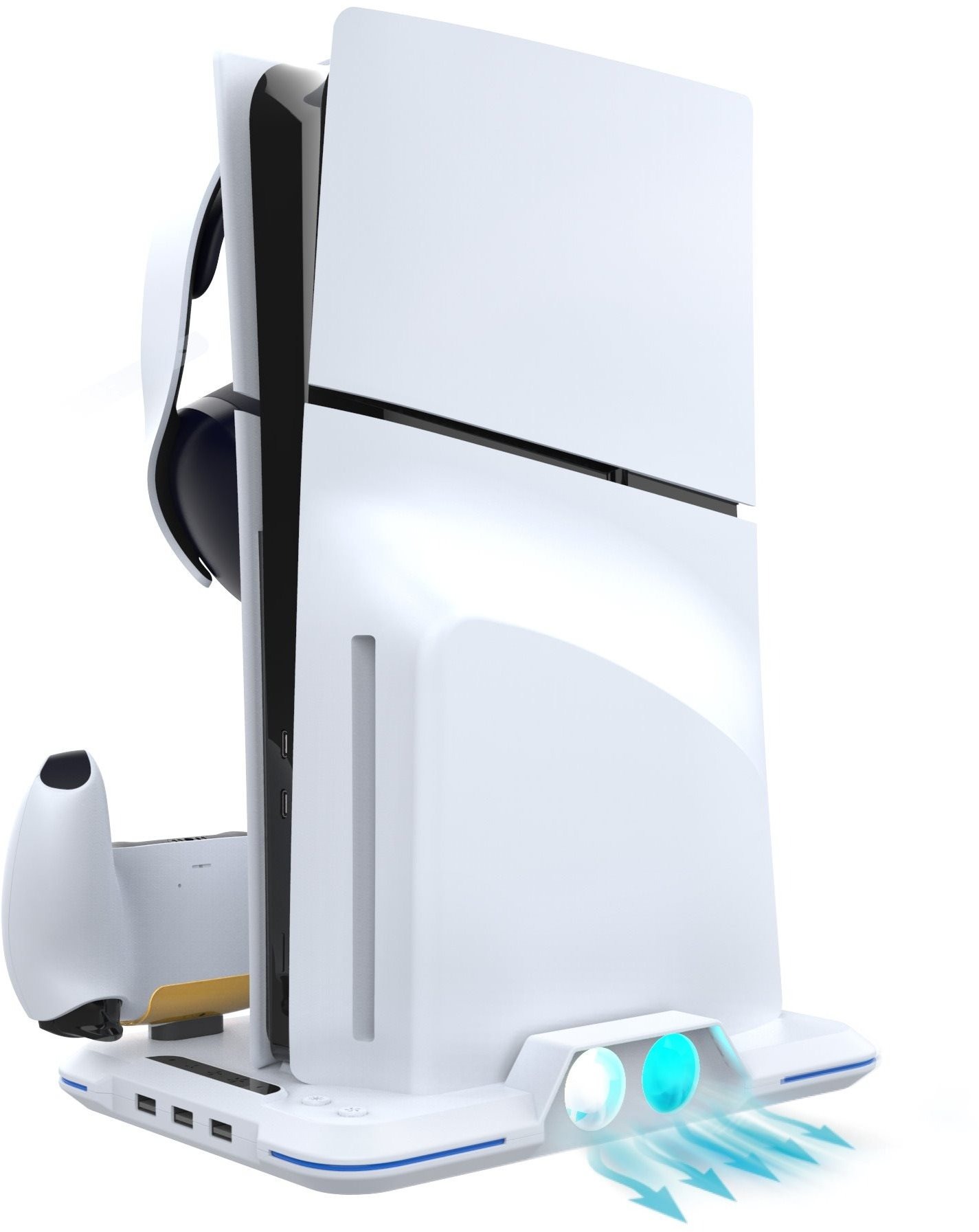 iPega P5S020W PS5 Slim többfunkciós RGB töltőállomás hűtéssel, fehér
