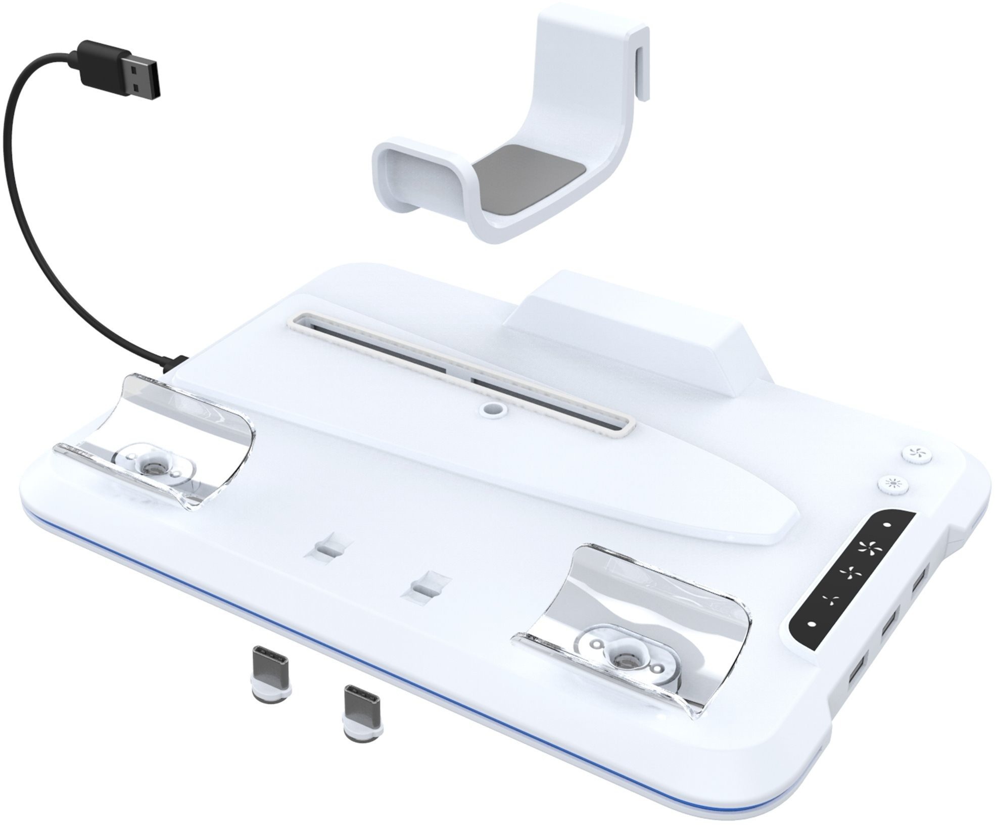 iPega P5S020W PS5 Slim többfunkciós RGB töltőállomás hűtéssel, fehér