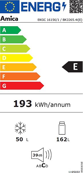 AMICA BK2265.4i(E) beépíthető hűtő Energiacímke