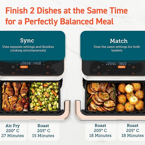 Cosori TF101S Dual Blaze TwinFry 10 l forrólevegős sütő