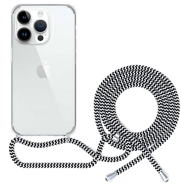 Spello Crossbody iPhone 15 Pro Max pántos telefontok - átlátszó/fekete