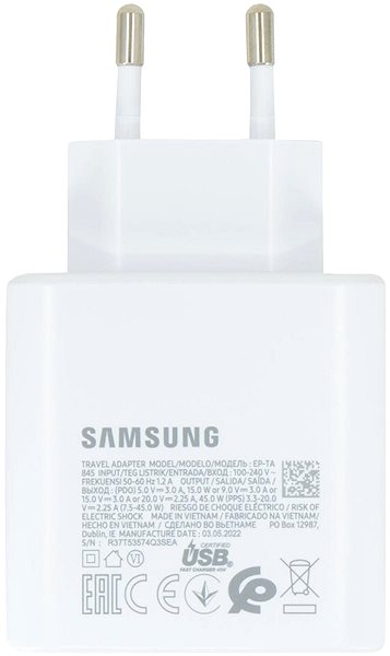 Samsung Quickcharge USB-C 45W-os utazási töltő fehér (OOB Bulk) .