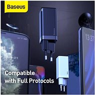 Baseus GaN Quick Travel Charger 45W + Type-C (USB-C) Cable 60W 1m fehér - Hálózati adapter