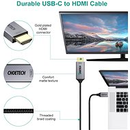 ChoeTech USB-C to HDMI Thunderbolt 3 Compatible 4K@60Hz Cable 1.8m - Videokábel
