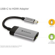 VERBATIM USB-C TO HDMI 4K ADAPTER - USB 3.1 GEN 1/ HDMI, 10 cm - Átalakító
