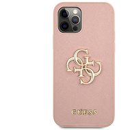 Guess PU Saffiano Big 4G Metal Logo hátlap az Apple iPhone 12/12 Pro készülékhez, rózsaszín - Telefon hátlap
