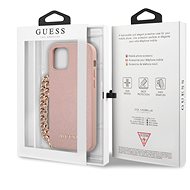 Guess PU Saffiano Gold Chain Apple iPhone 12/12 Pro készülékhez, pink - Telefon hátlap