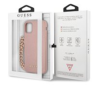 Guess PU Saffiano Gold Chain Apple iPhone 11 készülékhez, rózsaszín - Telefon hátlap