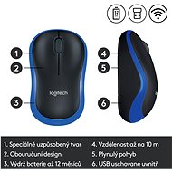 Logitech Wireless Mouse M185 kék - Egér