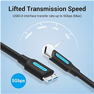 Vention USB-C to Micro USB-B 3.0 2A Cable 0,5 m Black - Adatkábel