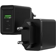 Vention 2-Port USB (A+C) Wall Charger (18W + 20W PD) Black - Hálózati adapter