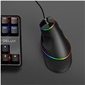 DELUX M618PR Rechargeable RGB Vertical mouse, fekete - Egér